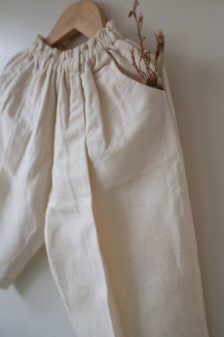 Shop_Love The World Today_Blue Cotton Embroidery Phool Pink Floral Kurta And Baggy Pant Set_Online_at_Aza_Fashions