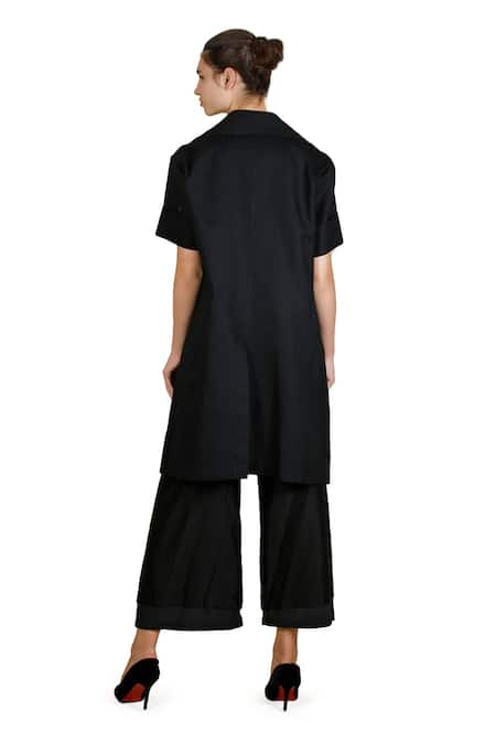 Samant Chauhan Matte Trace Linen Jacket Trouser Set 