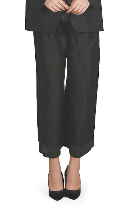 Samant Chauhan_Black Linen Collared Slate Pulse Shirt Pant Set _Online_at_Aza_Fashions