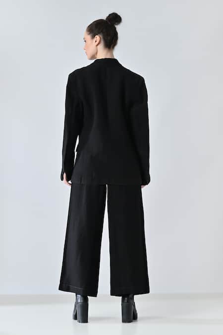 Samant Chauhan Coal Twin Linen Blazer & Trouser Set 