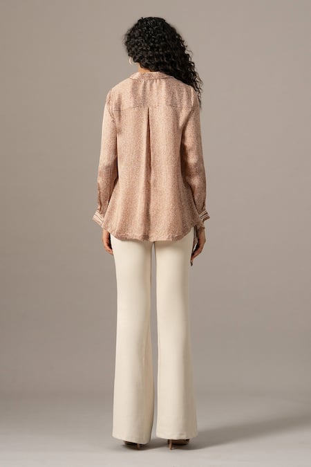 Namrata Joshipura Brown Embroidery Collared Reeva Mocha Handkerchief Shirt Online at Aza Fashions Namrata Joshipura_Brown Embroidery Collared Reeva Mocha Handkerchief Shirt _Online_at_Aza_Fashions