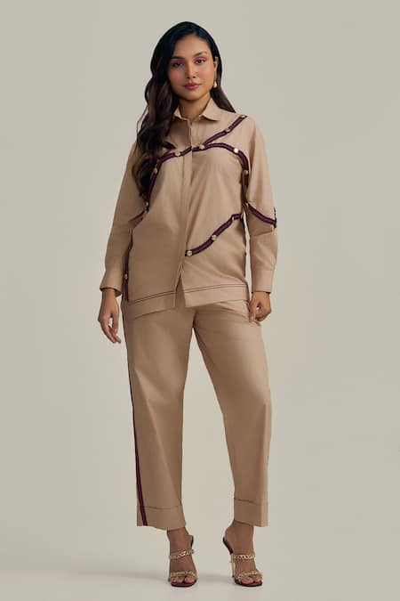 Neetiandmudita Twill Trim Pant Co-ord Set 
