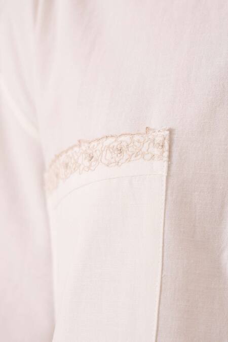 Buy The Summer House Off White Handloom Cotton Embroidery Collared Alyosha Handwoven Shirt Buy_The Summer House_Off White Handloom Cotton Embroidery Collared Alyosha Handwoven Shirt