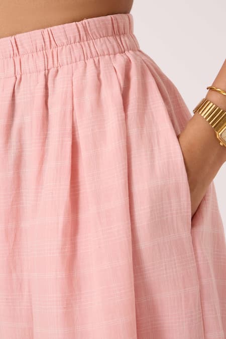 Buy The Summer House Pink Handloom Cotton Douglas Handwoven Pant Online at Aza Fashions Buy_The Summer House_Pink Handloom Cotton Douglas Handwoven Pant _Online_at_Aza_Fashions