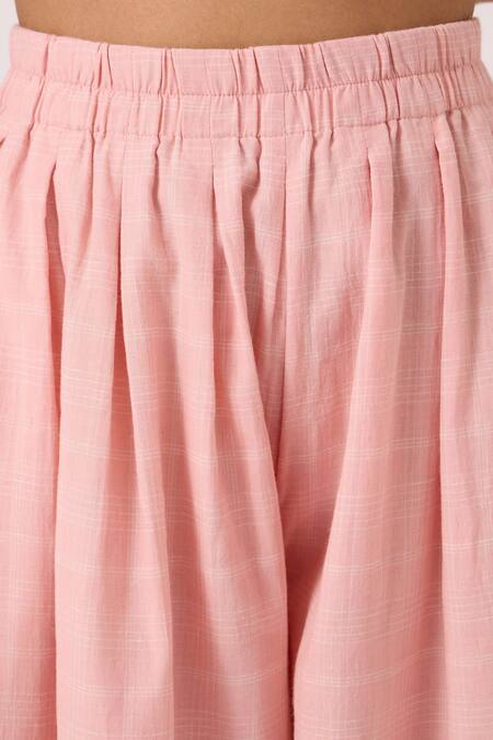 Shop The Summer House Pink Handloom Cotton Douglas Handwoven Pant Online at Aza Fashions Shop_The Summer House_Pink Handloom Cotton Douglas Handwoven Pant _Online_at_Aza_Fashions