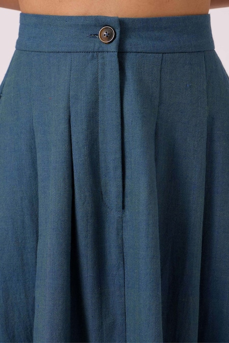 Shop_The Summer House_Blue Cotton Eliot Handwoven Skirt _Online_at_Aza_Fashions