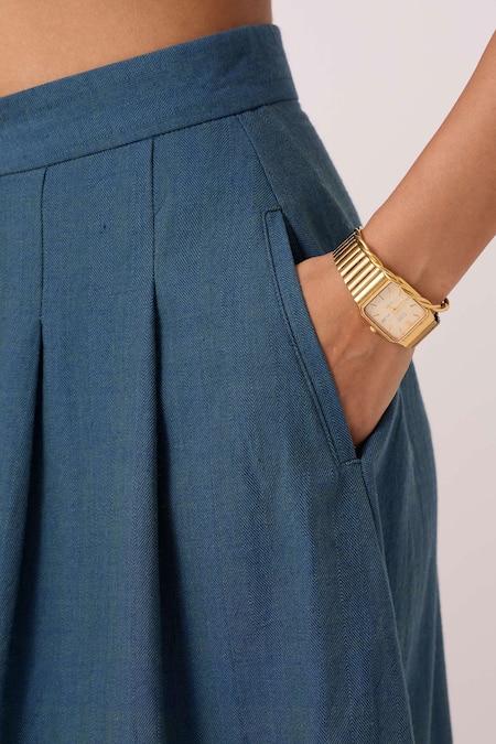 Buy_The Summer House_Blue Cotton Eliot Handwoven Skirt 