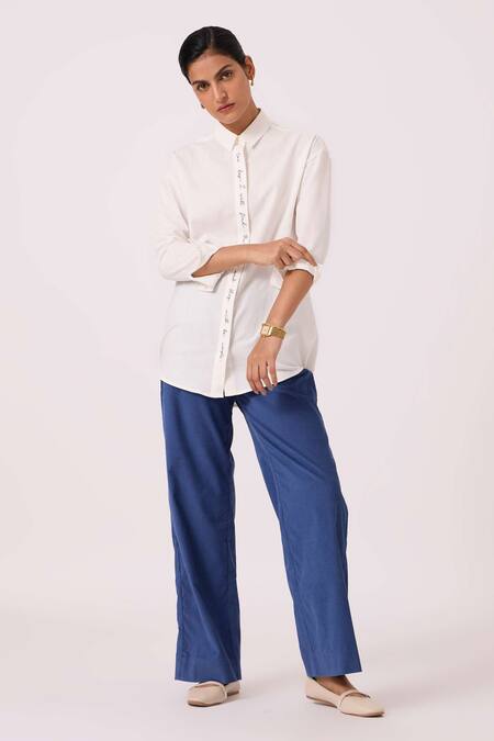 Buy The Summer House Off White Handloom Cotton Embroidery Collared Kerouac Handwoven Shirt Online at Aza Fashions Buy_The Summer House_Off White Handloom Cotton Embroidery Collared Kerouac Handwoven Shirt _Online_at_Aza_Fashions