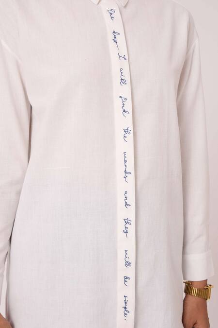 Buy The Summer House Off White Handloom Cotton Embroidery Collared Kerouac Handwoven Shirt Buy_The Summer House_Off White Handloom Cotton Embroidery Collared Kerouac Handwoven Shirt