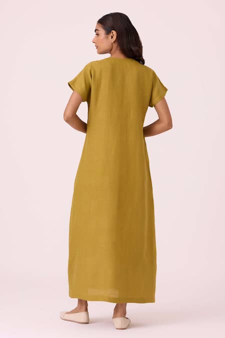 The Summer House Liza Olive Linen Dress 