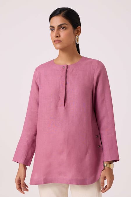 The Summer House Macondo Lilac Linen Kurta 