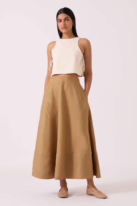 The Summer House Marner Tan Linen Skirt 
