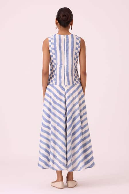 The Summer House Myshkin Blue Striped Ikat Dress 