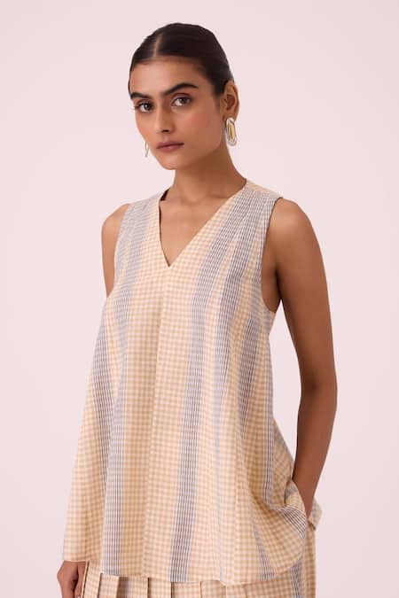 The Summer House Nastasya Beige Handwoven Top 