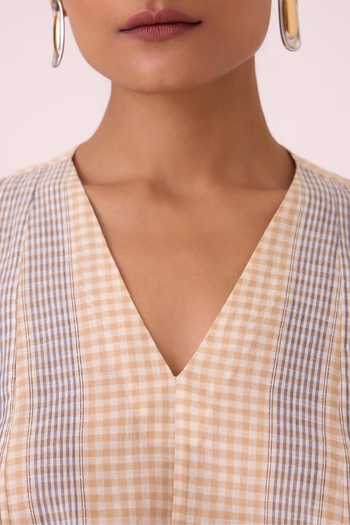Buy The Summer House Beige Handloom Cotton V-neck Nastasya Handwoven Top Online at Aza Fashions Buy_The Summer House_Beige Handloom Cotton V-neck Nastasya Handwoven Top _Online_at_Aza_Fashions