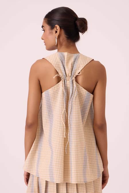 The Summer House Nastasya Beige Handwoven Top 