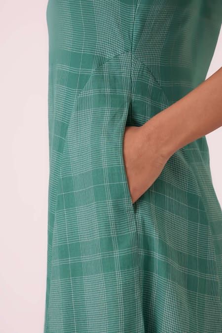 Buy The Summer House Green Cotton, Silk V-neck Orwell Handwoven Dress Buy_The Summer House_Green Cotton, Silk V-neck Orwell Handwoven Dress