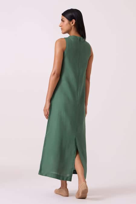 The Summer House Pierre Green Linen Dress 