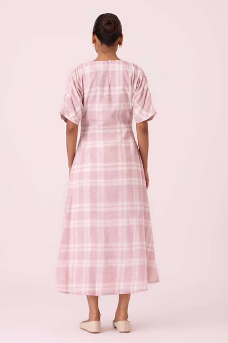 The Summer House Pine Checkered Handwoven Dress 