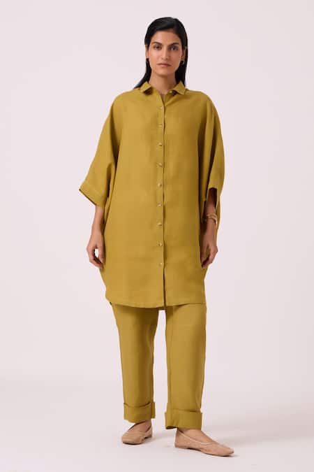 The Summer House Olive Green Linen Pip Pant Online at Aza Fashions The Summer House_Olive Green Linen Pip Pant _Online_at_Aza_Fashions