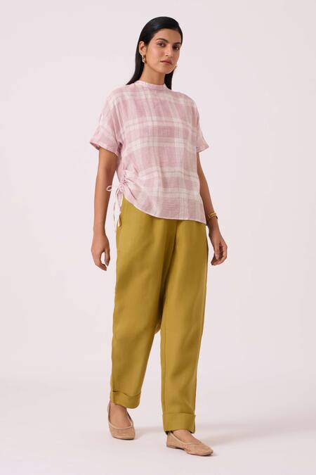 Shop The Summer House Olive Green Linen Pip Pant Online at Aza Fashions Shop_The Summer House_Olive Green Linen Pip Pant _Online_at_Aza_Fashions