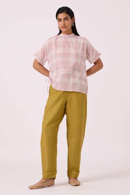 Shop The Summer House Olive Green Linen Pip Pant at Aza Fashions Shop_The Summer House_Olive Green Linen Pip Pant _at_Aza_Fashions