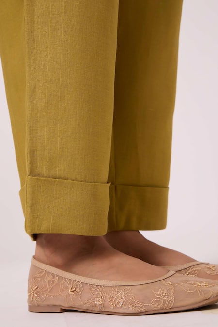 Buy The Summer House Olive Green Linen Pip Pant Buy_The Summer House_Olive Green Linen Pip Pant