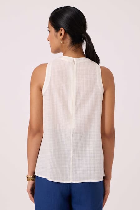 The Summer House Sonya White Handwoven Halter Top 