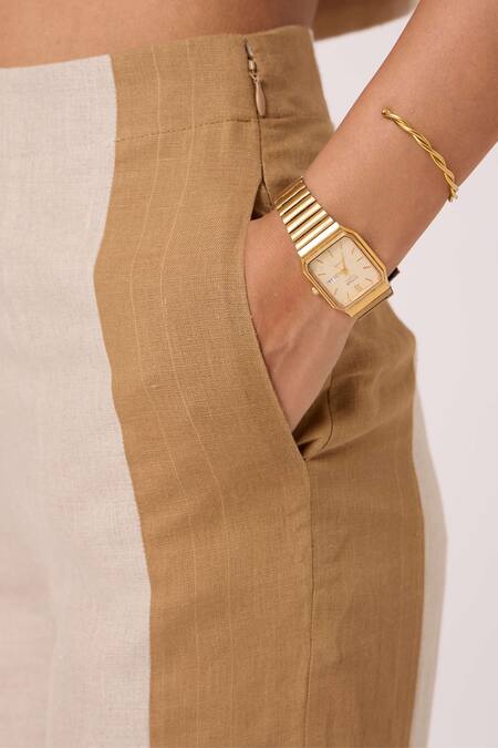 Shop_The Summer House_Beige Linen Tamara Panelled Pant _Online_at_Aza_Fashions