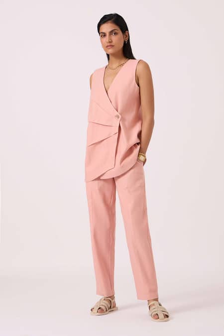 The Summer House Pink Cotton, Twill Victory Handwoven Pant 