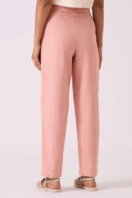 Shop_The Summer House_Pink Cotton, Twill Victory Handwoven Pant _Online_at_Aza_Fashions