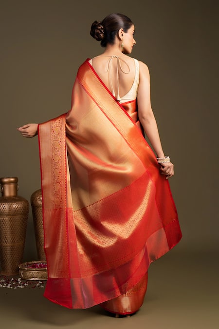 Zal From Benaras Zari Brocade Banarasi Handloom Saree With Unstitched Blouse Piece 