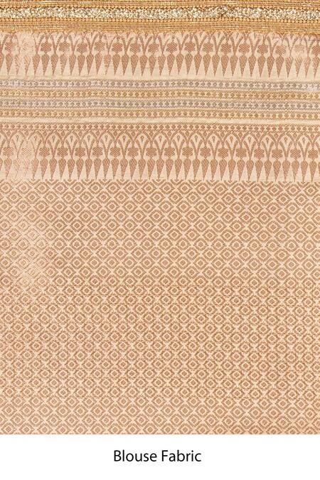 Zal From Benaras_Beige Silk Katan Banarasi Handloom Saree With Unstitched Blouse Piece_at_Aza_Fashions
