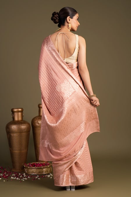 Zal From Benaras Pure Monga silk Banarasi Handloom Saree With Unstitched Blouse Piece 
