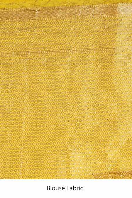 Zal From Benaras_Gold Silk Pure Katan Banarasi Handloom Saree With Unstitched Blouse Piece_at_Aza_Fashions