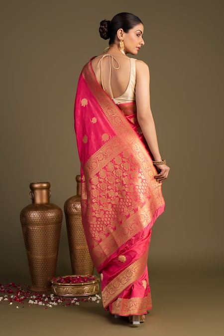 Zal From Benaras Pure Silk Banarasi Handloom Saree With Unstitched Blouse Piece 