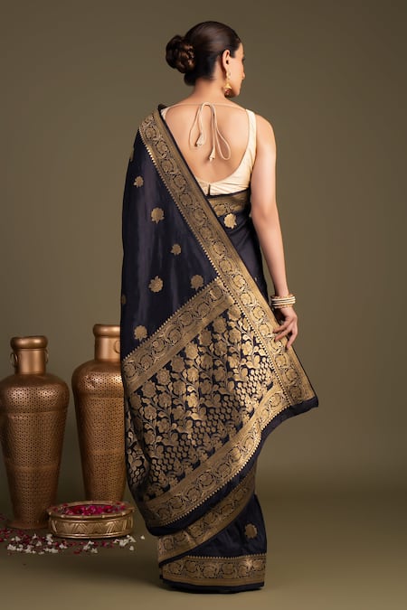 Zal From Benaras Pure Silk Banarasi Handloom Saree With Unstitched Blouse Piece 