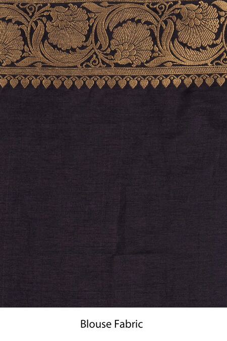 Zal From Benaras_Black Silk Zari Pure Banarasi Handloom Saree With Unstitched Blouse Piece _at_Aza_Fashions