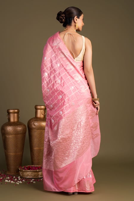 Zal From Benaras Pure Silk Banarasi Handloom Saree With Unstitched Blouse Piece 