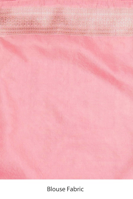 Zal From Benaras_Pink Silk Pure Banarasi Handloom Saree With Unstitched Blouse Piece _at_Aza_Fashions