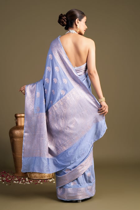 Zal From Benaras Pure Monga Silk Banarasi Handloom Saree With Unstitched Blouse Piece 