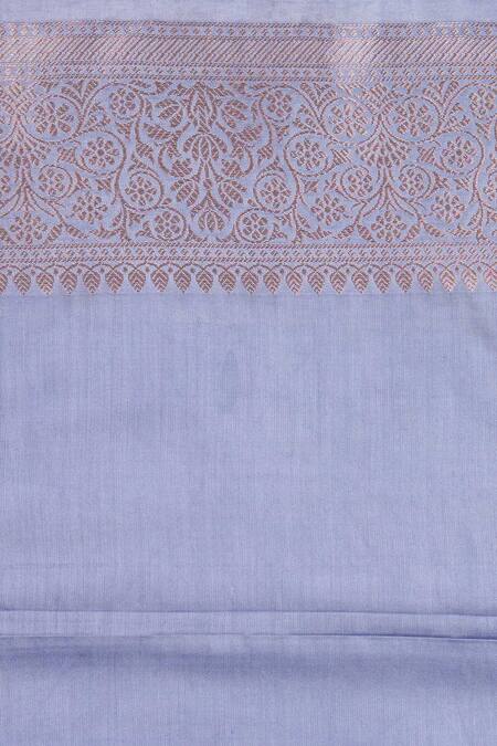 Shop_Zal From Benaras_Blue Silk Pure Monga Banarasi Handloom Saree With Unstitched Blouse Piece _Online_at_Aza_Fashions