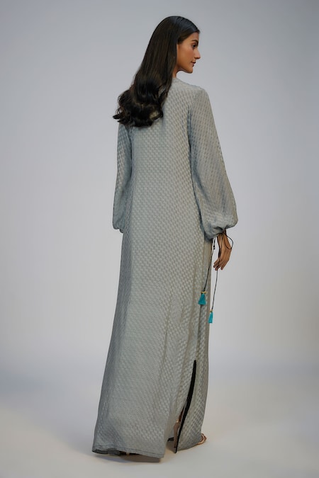 Nadima Saqib Black Printed & Embroidered Kaftan 