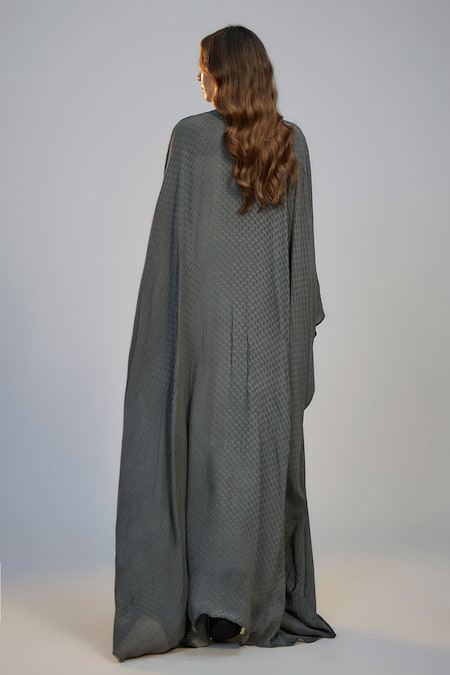 Nadima Saqib Black Printed & Embroidered Kaftan 