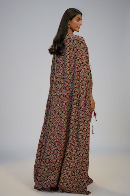 Nadima Saqib Multicolor Printed & Embroidered Kaftan 