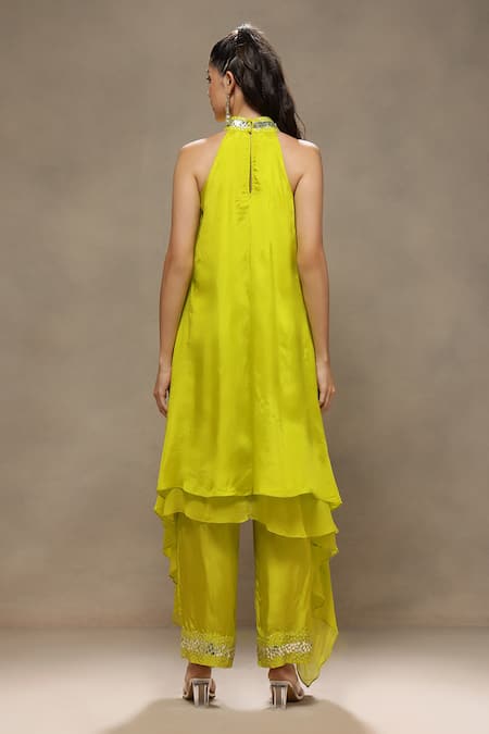 Kyra By Bhavna Lime Luxe Kurta Set  