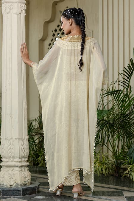 Farha Syed Ivory Beige Kaftan Set 