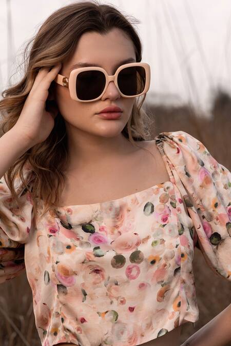 Buy AFRIYA Pink Linen, Satin Square Neck Whispering Pastels Crop Top Online at Aza Fashions Buy_AFRIYA_Pink Linen, Satin Square Neck Whispering Pastels Crop Top _Online_at_Aza_Fashions