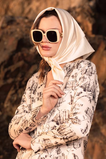 AFRIYA_Linen, Satin Floral Reverie Long Blazer _Online_at_Aza_Fashions