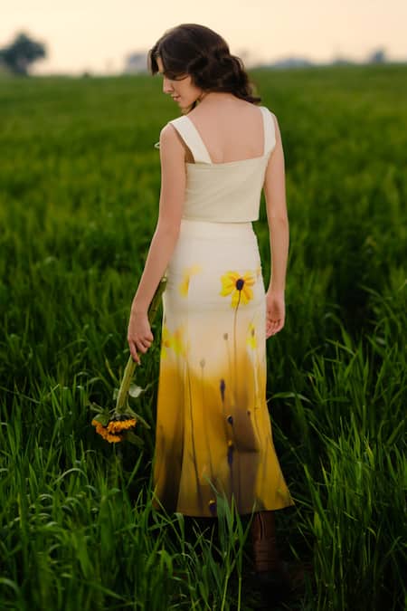 AFRIYA Yellow Meadow Corset Crop Top 